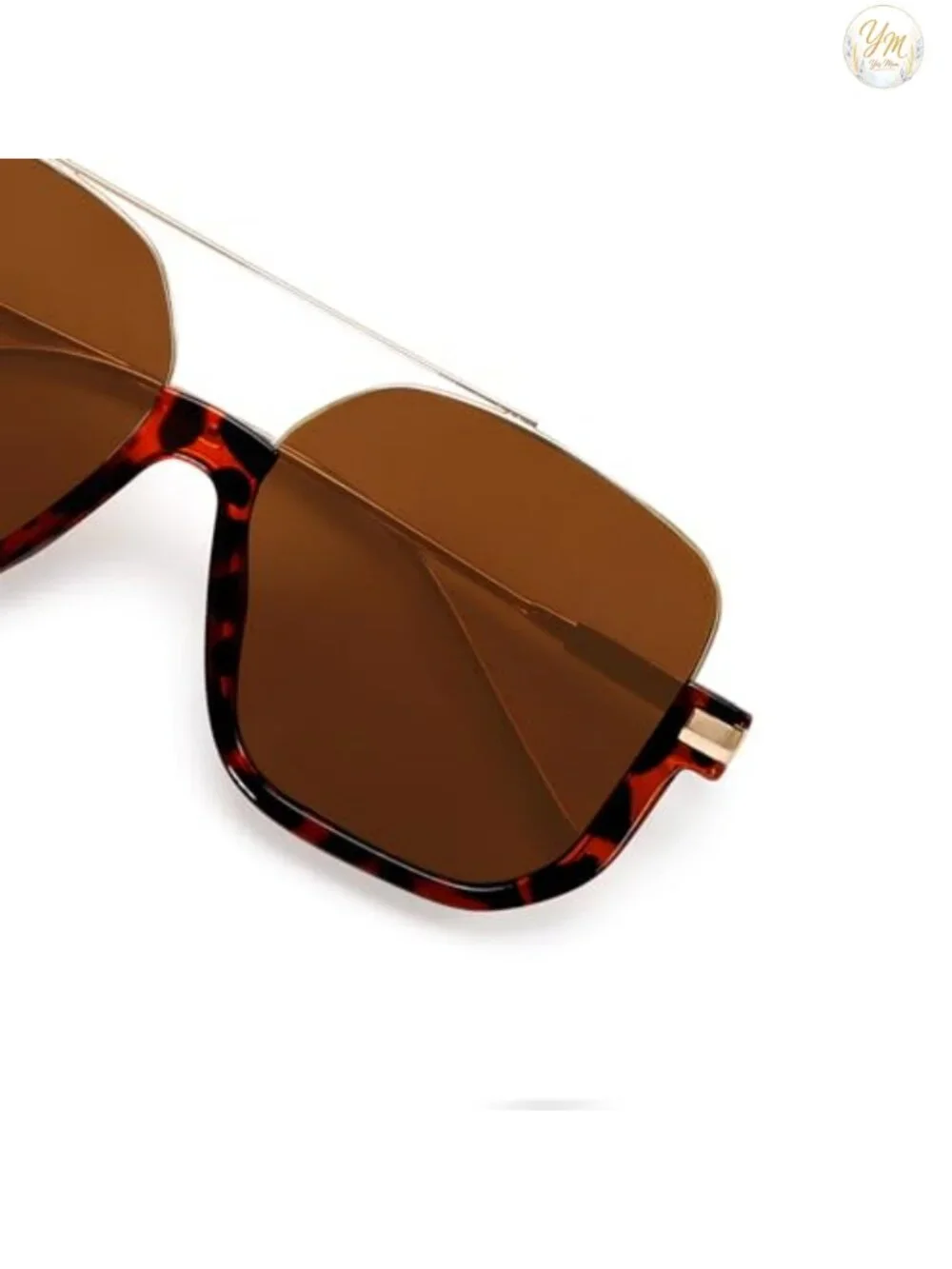 Oversized Square Aviator Sunglasses 70s Retro Double Bridge Metal Frame UV